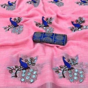 Chanderi Cotton Saree Pink Color