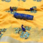 Chanderi Cotton Saree Yellow Color