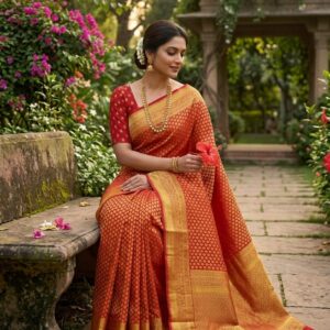 Pure Red Colour Sarees